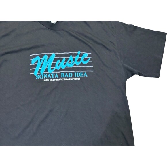 VTG Men Black XL (46-48) T-Shirt Single Stitch Music Sonata Bad Idea Tedman USA - Picture 2 of 4